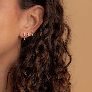 New! Liesel Gold Hoop 3 Pairs Stud Earrings (1072) NWOT